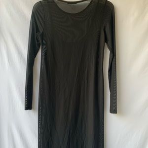 Black shear fitted dress with black dress lining